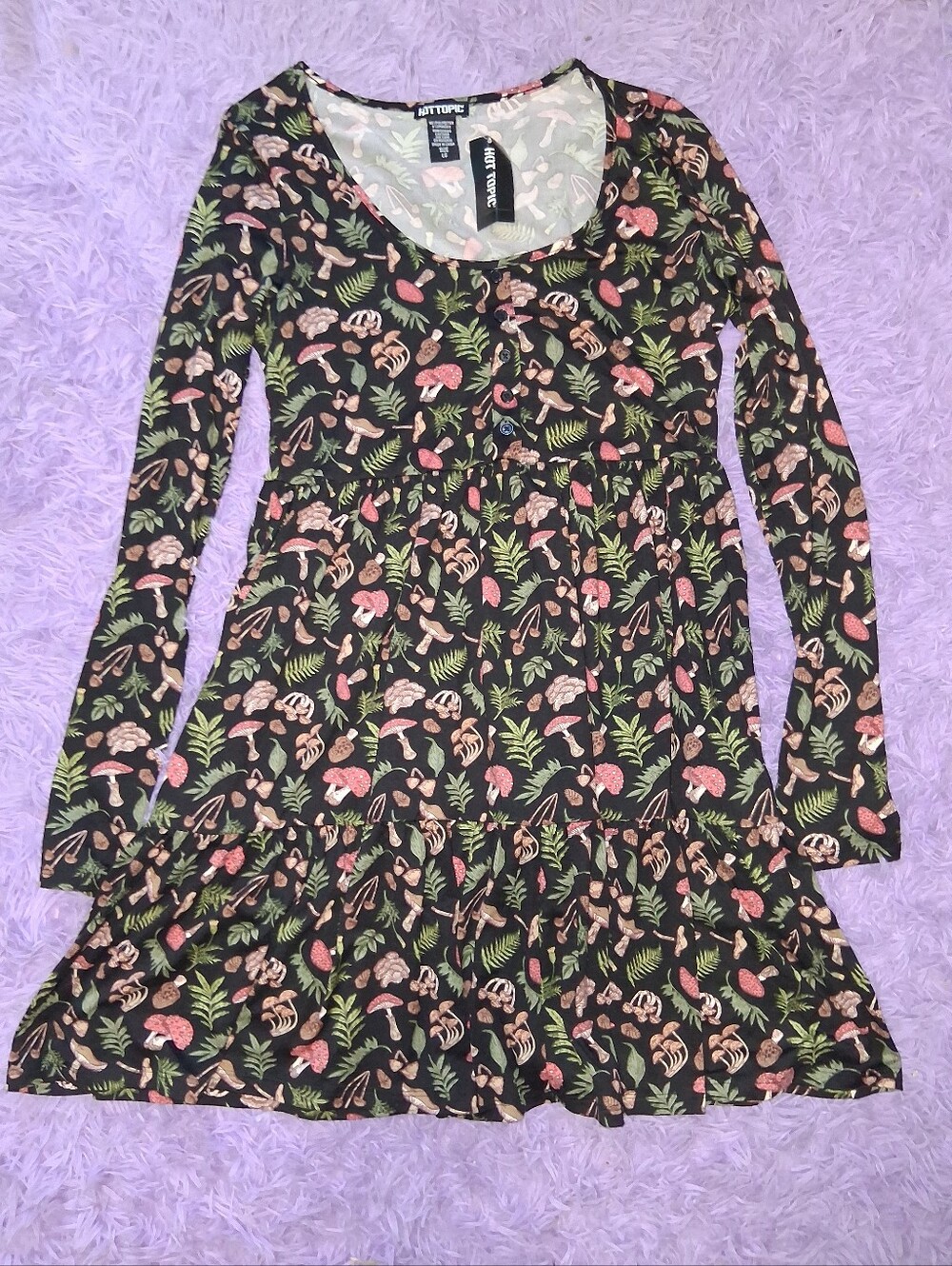 Nwt Hot Topic Nature Print Long Sleeve Dress Size Large